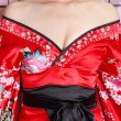 画像10: サテン花車リボンロング着物ドレス 和柄 衣装 ダンス よさこい 花魁 コスプレ キャバドレス (10)