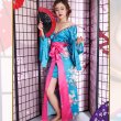 画像7: サテン花車リボンロング着物ドレス 和柄 衣装 ダンス よさこい 花魁 コスプレ キャバドレス (7)