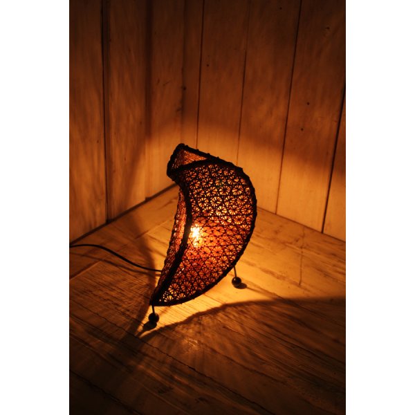 画像1: BALIランプ ムーン 間接照明 卓上ランプ アジアン雑貨 バンブーランプ 月のランプ インテリア雑貨 (1)