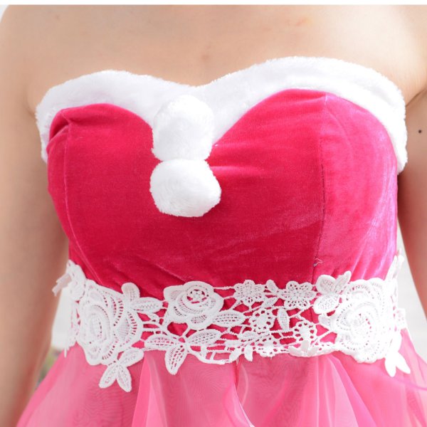 画像9: オーガンジーレース2点セット コスプレ サンタクロース コスチューム キャバドレス (9)