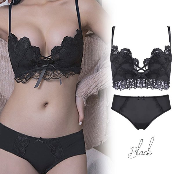 画像9: ブラジャー ショーツ セットアップ レディース フロントクロス ランジェリー セット (9)