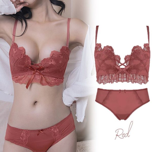 画像10: ブラジャー ショーツ セットアップ レディース フロントクロス ランジェリー セット (10)