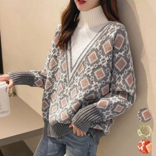 ニットセーター レディース Vネック 肌見せ ざっくりニット