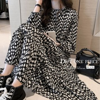 専用　　　　大きいサイズ♡異素材♡パフスリーブドッキングワンピ♡小花柄♡XL セール】小花柄パフスリーブロングフレアワンピース（ワンピース