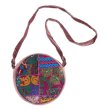 画像5: カンバディアパッチ×ベルベット 丸型 ショルダーバッグインド伝統柄 キラキラ刺繍 スパンコール エキゾチック 鞄  (5)