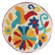 画像2: オトミ刺繍 円形フロアマット S カラフル 鳥雑貨 オトミ族 メキシカンマット リビング 玄関 (2)