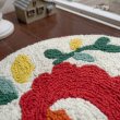 画像6: メキシコ 伝統的マット タラベラ陶器 プエブラ刺繍 円形 フロアマット リビング 玄関マット 小ぶりマット (6)