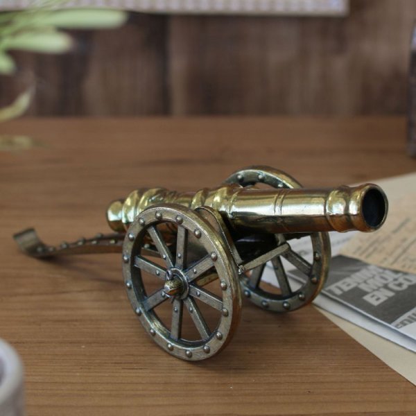 画像1: イタリアザマック 大砲 L 真鍮 ヨーロピアン雑貨 クラシカル オブジェ 置物 インテリア雑貨  (1)
