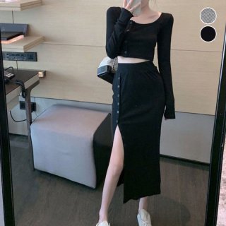 ニットセットアップ レディース 秋冬 ニットアンサンブル スリット リブニットトップス 長袖 ニット セットアップ レディース 秋冬 ニットアンサンブル