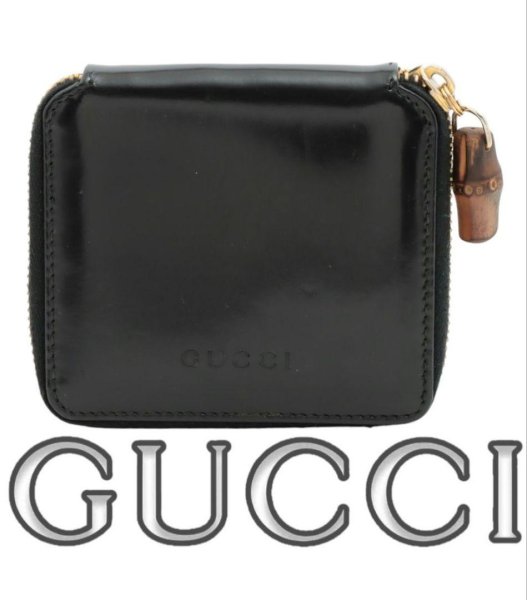 画像1: 美品【GUCCI】グッチロゴ ラウンドファスナー キーケース バンブー (1)