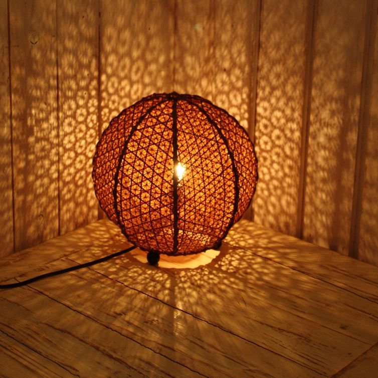 アジアン照明　バンブー変形円柱形スタンド　竹細工　間接照明　輸入品