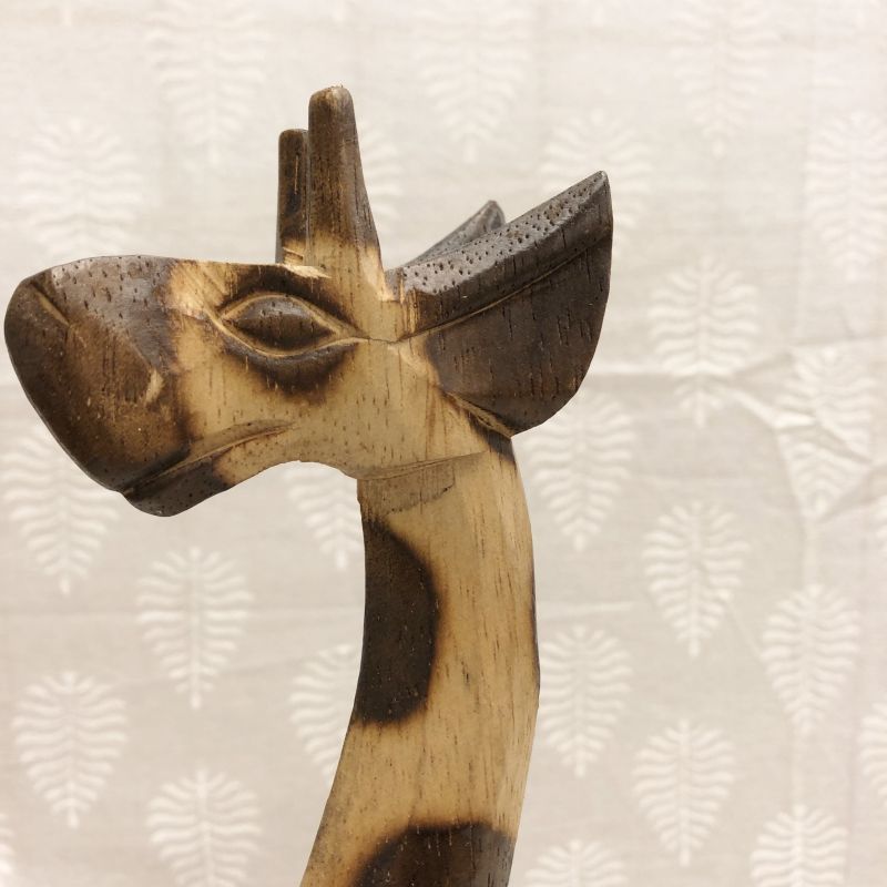 木彫り キリンの親子2 3匹セット 置物 インテリア雑貨 アジアン エスニック アニマルデザイン オブジェ