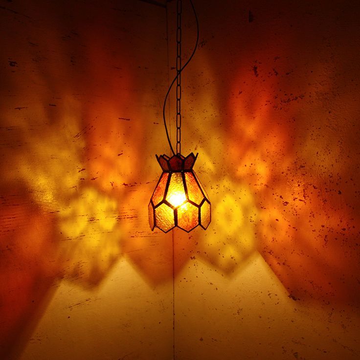 アイアンガラスランプ ハンギング エキゾチック 照明 シーリングライト