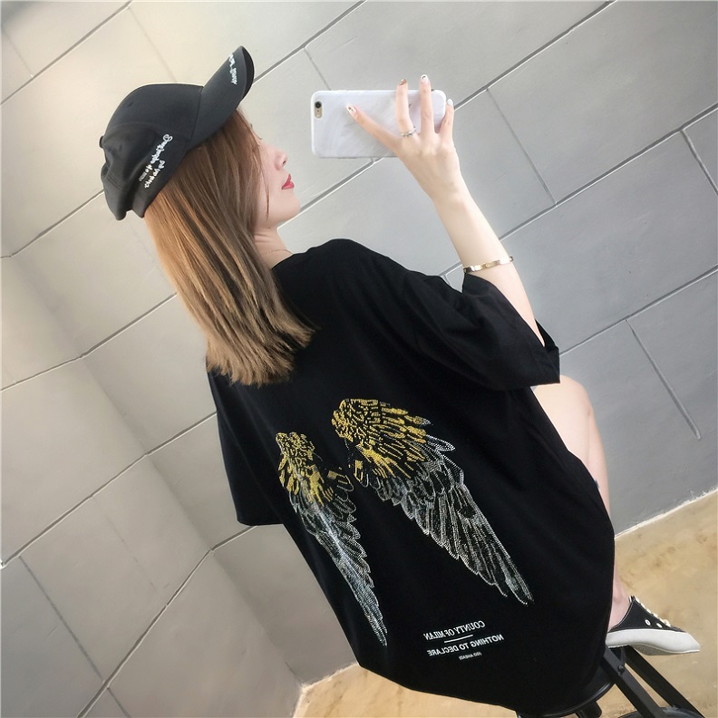 羽デザイン 大きいサイズ 韓国 レディース ファッション Tシャツ