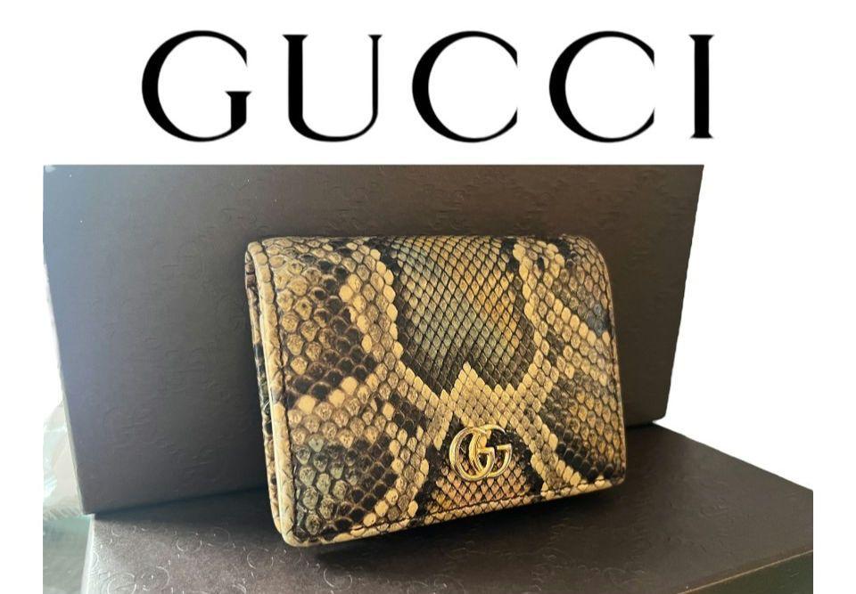 グッチ 財布 希少モデル【鑑定済】GUCCI 二つ折り財布 マーモント パイソン柄 コンパクト財布